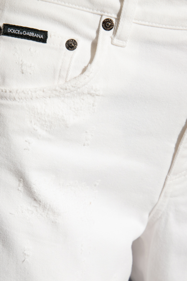Dolce & Gabbana WHITE JEANS WITH A `VINTAGE` EFFECT ジーンズ SchaferandweinerShops Guam - White Jeans with vintage effect